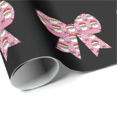 Coquette Christmas Pink Bow Santa  Retro Cadeaupapier (Rol Hoek)