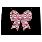 Coquette Christmas Pink Bow Santa Retro Groot Cadeauzakje (Voorkant)