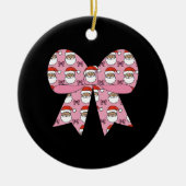 Coquette Christmas Pink Bow Santa  Retro Keramisch Ornament (Voorkant)