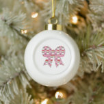 Coquette Christmas Pink Bow Santa  Retro Keramische Bal Ornament<br><div class="desc">Coquette Christmas Pink Bow Santa  Retro Xmas</div>