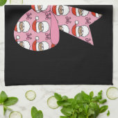 Coquette Christmas Pink Bow Santa  Retro Theedoek (Gevouwen)