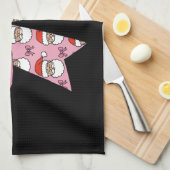 Coquette Christmas Pink Bow Santa  Retro Theedoek (Quarter Fold)