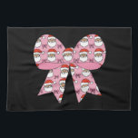 Coquette Christmas Pink Bow Santa  Retro Theedoek<br><div class="desc">Coquette Christmas Pink Bow Santa  Retro Xmas</div>