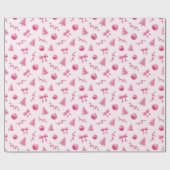 Coquette Christmas Pink Ornaments and Bows Cadeaupapier (Vlak)