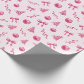 Coquette Christmas Pink Ornaments and Bows Cadeaupapier (Hoek)