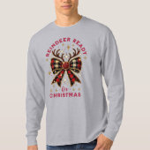 Coquette Christmas Plaid Rendier Ready Bow T-shirt (Voorkant)