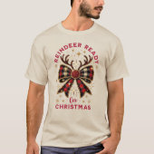 Coquette Christmas Plaid Rendier Ready Bow T-shirt (Voorkant)