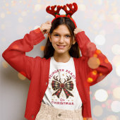Coquette Christmas Plaid Rendier Ready Bow T-shirt