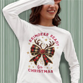 Coquette Christmas Plaid Rendier Ready Bow T-shirt
