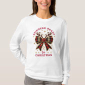Coquette Christmas Plaid Rendier Ready Bow T-shirt (Voorkant)