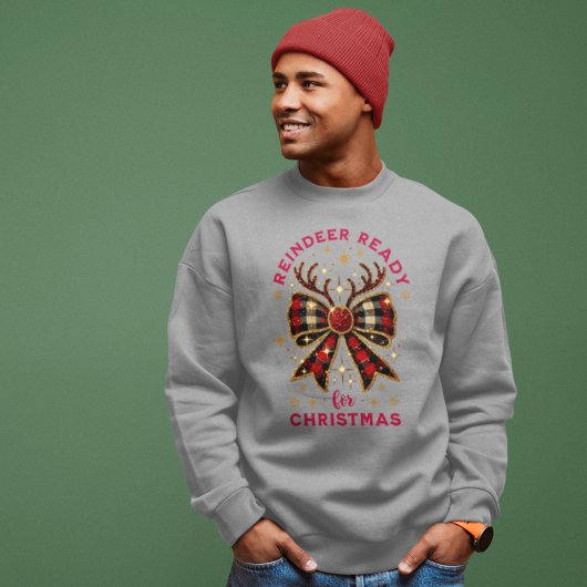 Coquette Christmas Plaid Rendier Ready Bow Trui