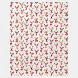 Coquette Christmas Preppy Rendier Fleece Deken