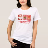 Coquette Christmas Santa Candy Canes Gingerbread Tri-Blend Shirt (Voorkant)