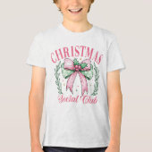 Coquette Christmas Social Club Girly Pink Bow Tri-Blend Shirt (Voorkant)