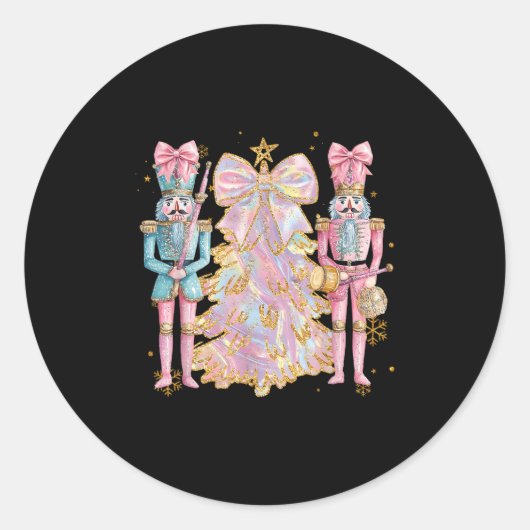 Coquette Christmas Tree Nk Nutcrackers Women Kids  Ronde Sticker (Voorkant)
