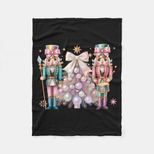 Coquette Christmas Tree Nutcrackers Ballet Xmas Wo Fleece Deken (Voorkant)