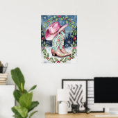 Coquette Christmas Wall Art, Westerne Xmas Print (Thuiskantoor)