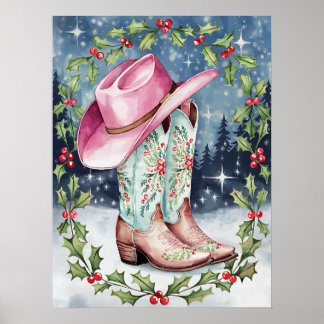 Coquette Christmas Wall Art, Westerne Xmas Print