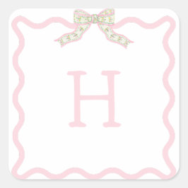 Coquette Christmas Wavy Foto Kerstmis Vierkante Sticker