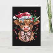 Coquette Christmas Western Highland Cow Santa Xmas Kaart (Voorkant)