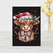 Coquette Christmas Western Highland Cow Santa Xmas Kaart (Gele Bloem)