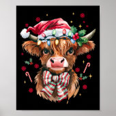 Coquette Christmas Western Highland Cow Santa Xmas Poster (Voorkant)