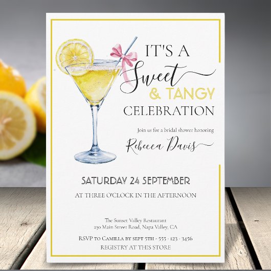 Coquette citroen Sweet & Tangy vrijgezellenfeest Kaart