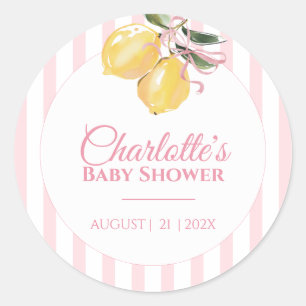 Coquette citroengele baby shower ronde sticker