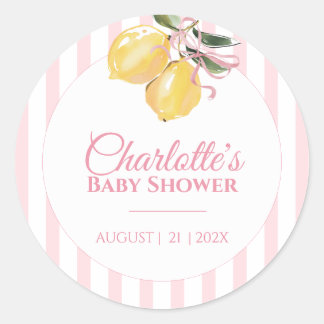 Coquette citroengele baby shower ronde sticker