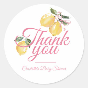 Coquette citroengele baby shower ronde sticker