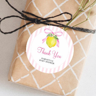 Coquette Citroenroze Baby Shower Bedankt Ronde Sticker
