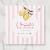 Coquette citroensroze babyshower bedankjes labels (Achterkant)