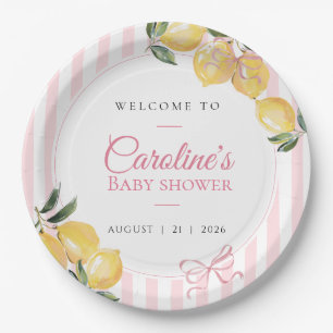 Coquette citroensroze babyshower papieren bordje