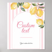 Coquette citroensroze babyshower tafelbord poster (Voorkant)