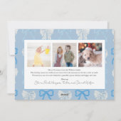 Coquette-Core Bleke Blauwe Bogen 4 Foto's Kerst Feestdagenkaart (Achterkant)