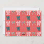 Coquette-core Red & Pink Bows Kerstvakantie Feestdagenkaart (Achterkant)