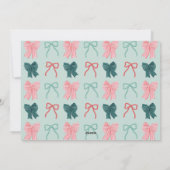 Coquette-Core Rode & Groene Bogen Roze Kerstmis Feestdagenkaart (Achterkant)