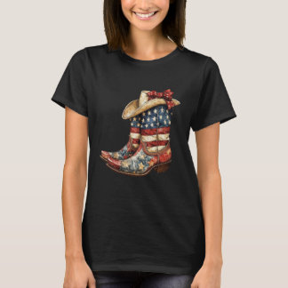 Coquette Cowgirl 4th Of July Boots Western Cowgirl T-shirt