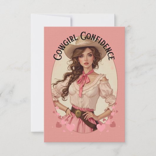 Coquette Cowgirl Westerne Mode Portret Bedankkaart (Voorkant)