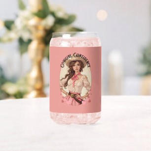 Coquette Cowgirl Westerne Mode Portret Blikvorm Glas
