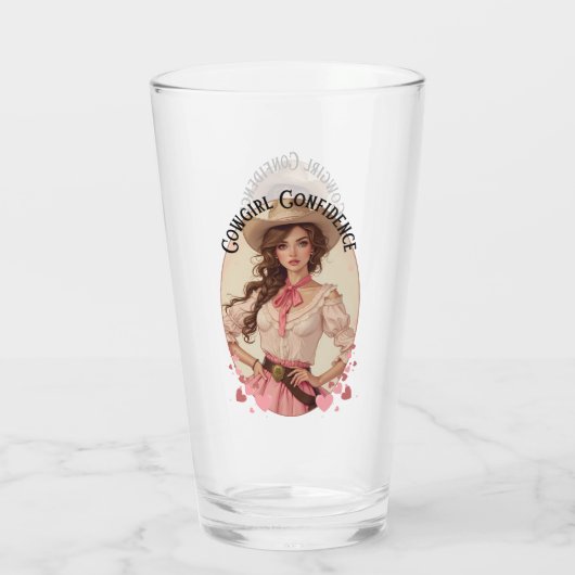 Coquette Cowgirl Westerne Mode Portret Glas (Achterkant)