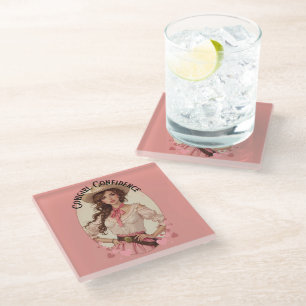 Coquette Cowgirl Westerne Mode Portret Glazen Onderzetter