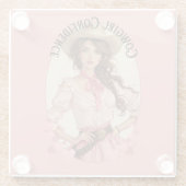 Coquette Cowgirl Westerne Mode Portret Glazen Onderzetter (Achterkant)