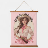 Coquette Cowgirl Westerne Mode Portret Hangend Wandkleed (Voorkant)