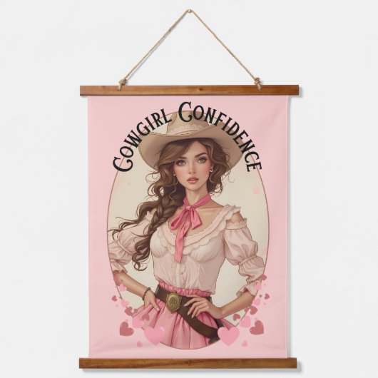 Coquette Cowgirl Westerne Mode Portret Hangend Wandkleed (Voorkant)