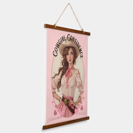 Coquette Cowgirl Westerne Mode Portret Hangend Wandkleed (Gebogen)