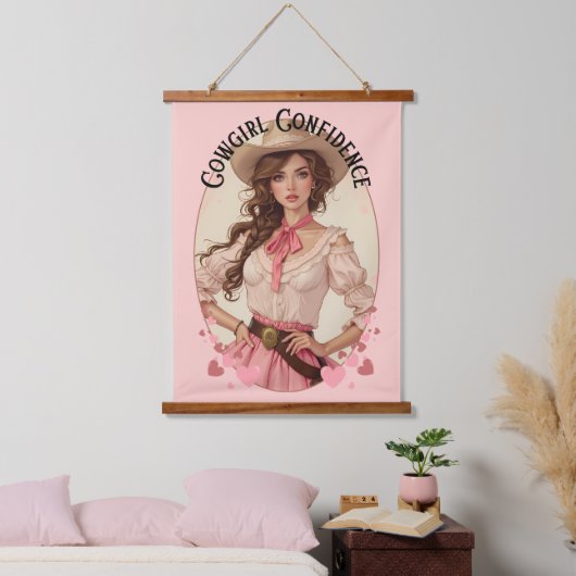 Coquette Cowgirl Westerne Mode Portret Hangend Wandkleed (Slaapkamer)