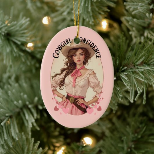 Coquette Cowgirl Westerne Mode Portret Keramisch Ornament (Boom)