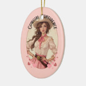 Coquette Cowgirl Westerne Mode Portret Keramisch Ornament (Links)