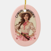 Coquette Cowgirl Westerne Mode Portret Keramisch Ornament (Voorkant)